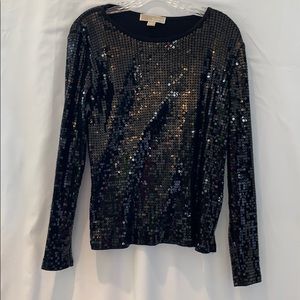 Michael Kor’s Black Sequin Long-Sleeve Top (Large)